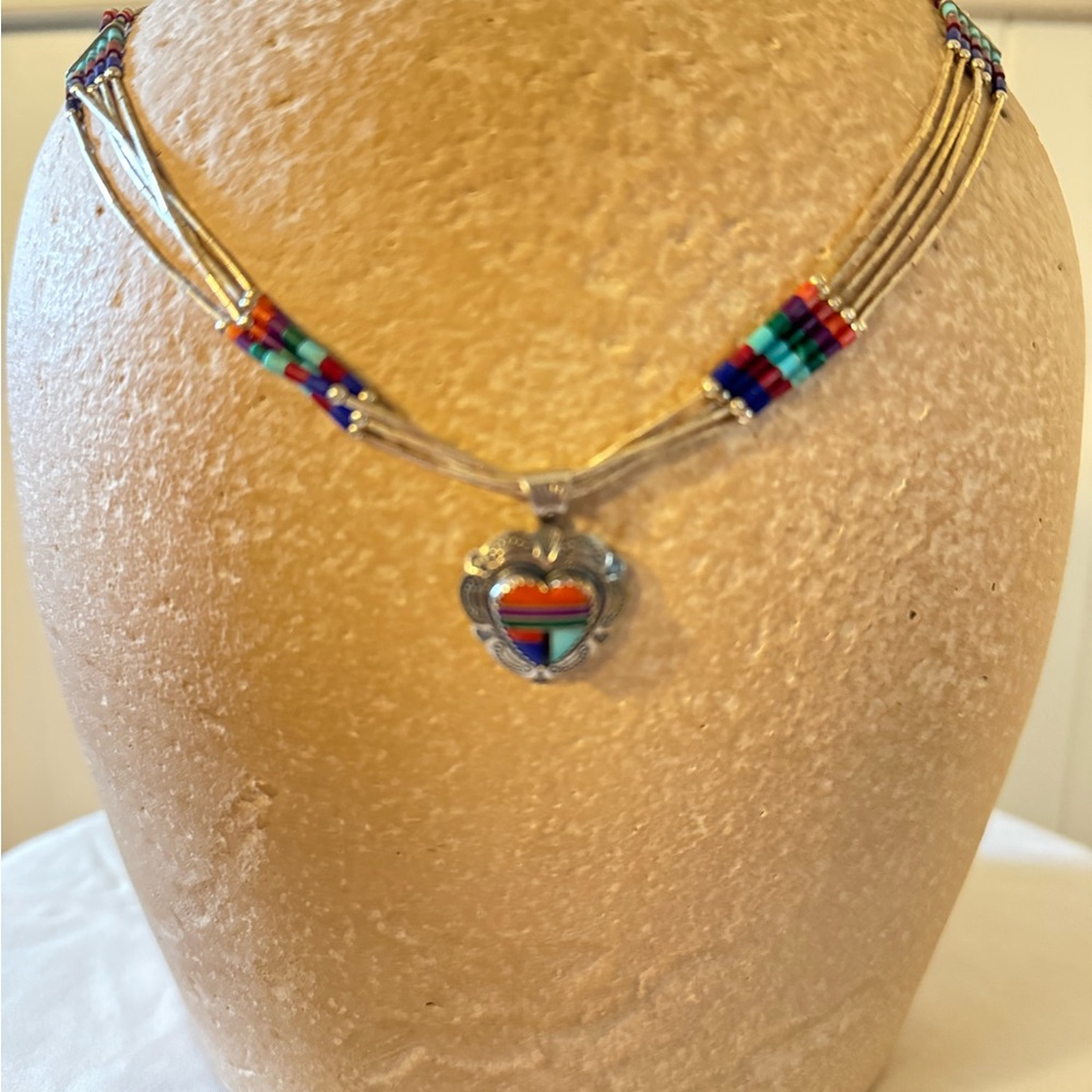 Multicolor Heart Pendant Necklace